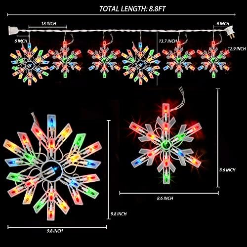 Dazzle Bright Christmas Snowflake Lights Outdoor,100 Count 8.5FT Connectable Waterproof Christmas Icicle Lights with 6 Drops Plug in for Indoor Xmas Yard Home Decorations (Multi-Colored) - Image 6
