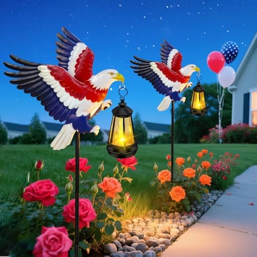 Solar Lights Outdoor 2 Packs 29.9in Eagle Garden Stakes with Solar Lights by EDOF