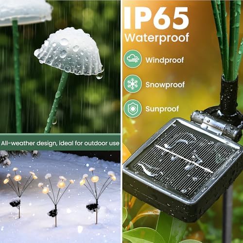 Solar Garden Lights, 6pack Swaying Mushroom Lights - Image 3