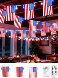 4th of July Lights 2PK Red White and Blue Battery String Lights with Flags by EXF