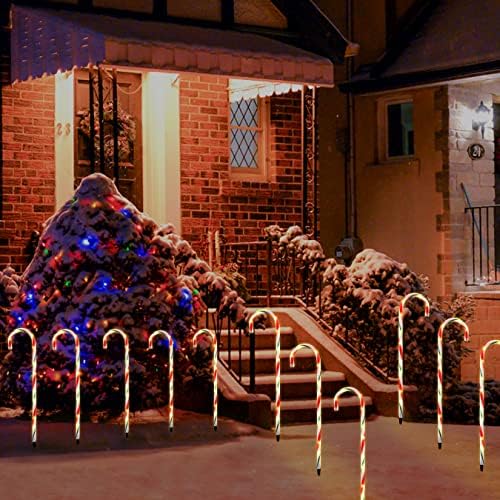 26" Christmas Decorations Outside Candy Cane Lights (10 Pack), Red & Green - Image 4