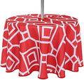 LUSHVIDA Moroccan Round Outdoor Tablecloth with Umbrella Hole 60 Inch Red by LUSHVIDA