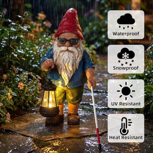Garden Gnome Outdoor Statue -10.2 inches Outdoor Decor for Patio Yard Balcony Pathway - Self-Growth & Win-Win Gift - Gnome Lantern Bearer: Illuminate the Path for Others - Image 4