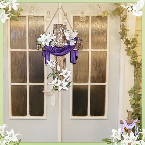 Britimes Welcome Door Sign, Wooden, for Front Door, Easter Cross Christian - Image 6