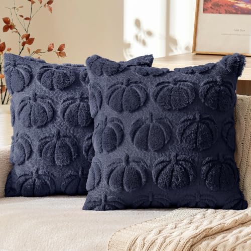 MIULEE Fall Pillow Covers Pumpkin Fall Decor 20x20 Navy Blue by MIULEE