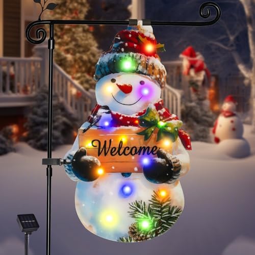 12x18 Lighted Christmas Snowman Garden Flag, Outdoor Decor by Bringingjoytoyourhomelife