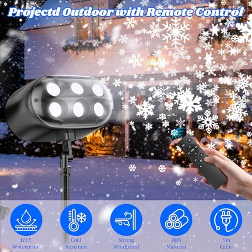 Christmas Projector Lights Outdoor - 2025 Upgrade Falling Vivid Snowflake 6 Bigger LED Waterproof & Adjustable Christmas Snowflake Projector Lights Indoor for Xmas Christmas Party - Image 2