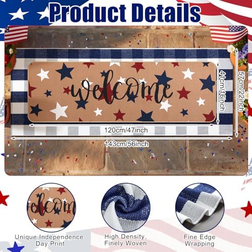Tinideya 2 Pcs 4th of July Patriotic Door Mat Memorial Day Mat Outdoor - Image 3