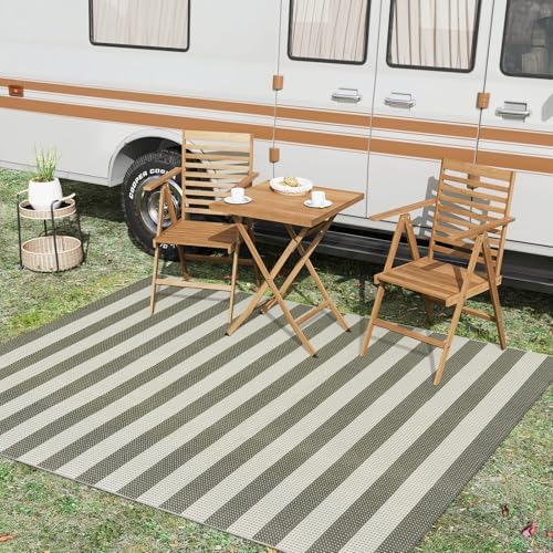 OJIA Outdoor Patio Rug 5'x7' Striped Washable Camping Rug Outdoor Carpet - Image 6