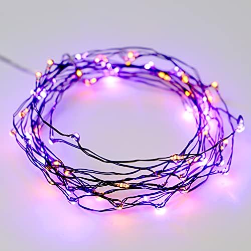 MIYA LIFE Purple Orange Halloween Fairy Lights Battery Operated - 10FT 60LEDs with Remote & Timer Halloween Lights Indoor for Thanksgiving Decorations Mini Halloween Lights by MIYALIFE