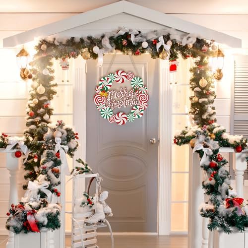 COCHIE Merry Christmas Decorations Xmas Peppermint Candy Cane Welcome Sign - Image 5