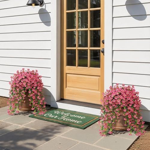 8 Bundles 29.5" Artificial Hanging Silk Flowers for Front Door(Rose Red) - Image 2