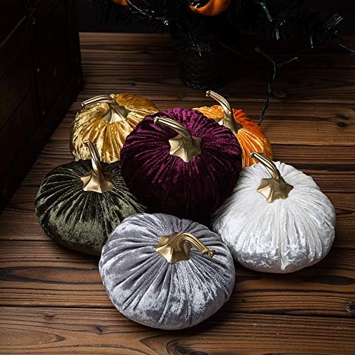Ogrmar 6PCS Handmade Velvet Pumpkins for Halloween Thanksgiving Decoration - Image 3