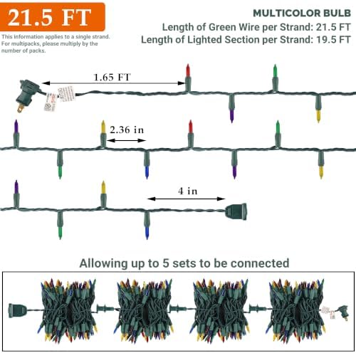 2 Pack Multicolor Christmas String Lights, 100 Count Each, Incandescent Mini Christmas Lights, Connectable Xmas Tree Light for Indoor Outdoor Garland Birthday Holiday Wedding Festival Party - Image 2