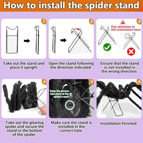 1 Pack 8 Modes 6.7 FT(Wide) Halloween Giant Spider,Light up Spider with 36 Green Lights,Light up Halloween Decorations Outside,for Yard Haunted House Window Party Porch Indoor Outside Decor - Image 3