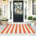 KOZYFLY Striped Rug 3x5 ft Orange and White Halloween Fall Front Door Rugs by KOZYFLY