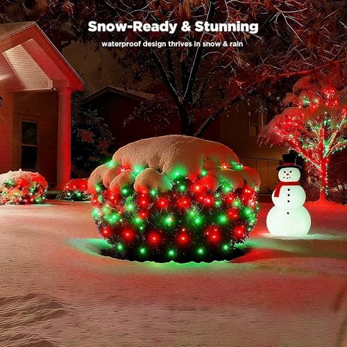 BlcTec Upgraded Christmas Lights Outdoor 176LED 8.7ft x 5.2ft Christmas Net Lights with UL Certified, 8 Modes, Timer, Connectable, Waterproof & Thick Wire for Bushes, Shrubs Decorations, Red Green - Image 7