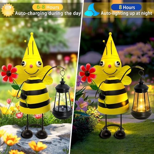 Solar Garden Lights Bee with Solar Lantern,Bee Statue Decor Waterproof - Image 2