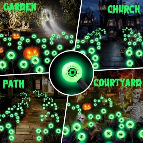 ASMAD Halloween Decorations Outdoor Solar Scary Eyeball Lights,8Pack 64LEDs - Image 3
