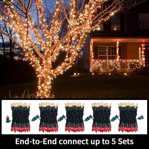 LAMPHOME 100 Count Red Clear Christmas Lights, Green Wire 20Ft Incandescent Holiday String Light Set for Indoor Outdoor Use Christmas Tree, Halloween, Valentine Wedding Lighting Decoration - Image 5