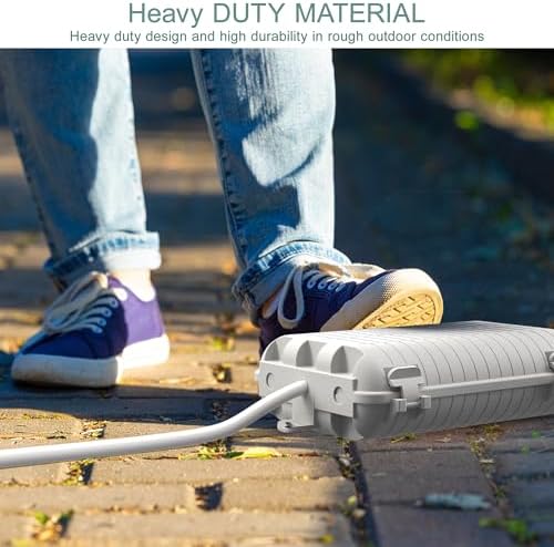 Outdoor Waterproof Electrical Box, Large Extension Cord Cover (9.05x6.61x2.67inch) Plug Protector Cable Connection Safety Box IP54 Water-Resistant for Power Strip, Holiday Light and Decorations, Grey - Image 4