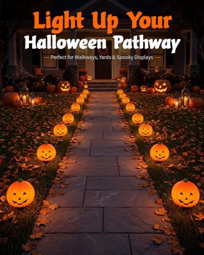 Halloween Pumpkin Pathway Lights, 4PCS Pumpkin Lights with Stakes - Image 6