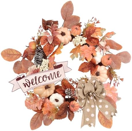 Fall Wreaths for Front Door Decor Artificial Flower, 20" Autumn Floral by Culudea