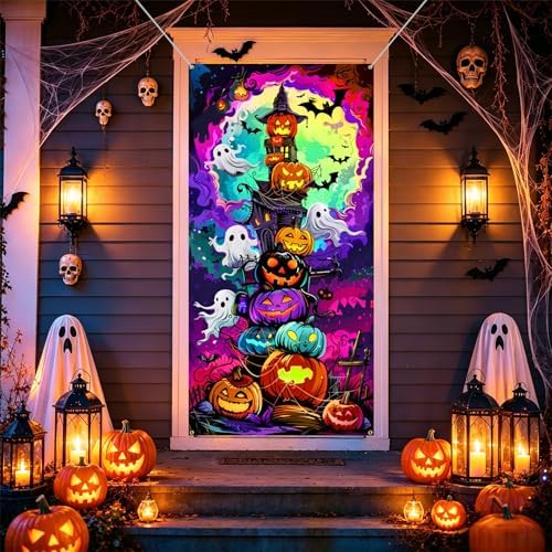 35.4" x 70.8" Halloween Door Cover, Haunted House Front Door Decor - Image 6