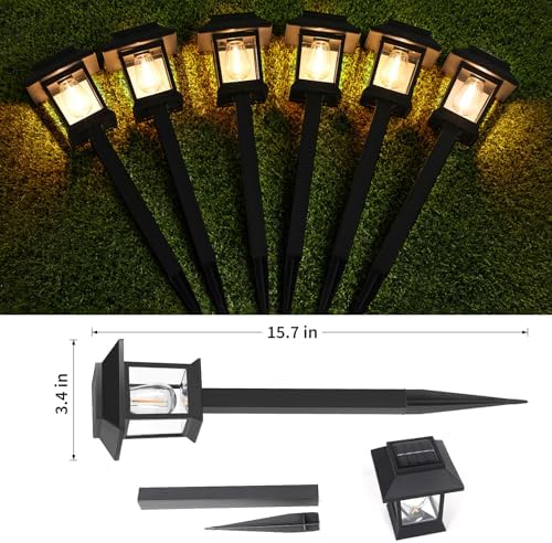 Greluna Solar Lights Outdoor, 6 Pack Waterproof Auto On/Off Solar Pathway Lights for Garden, Landscape, Path, Yard, Patio, Driveway, Walkway Decor - Image 6