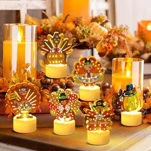 12 PCS Turkey Tea Lights Candles Thanksgiving Flameless Tealight Candles - Image 3