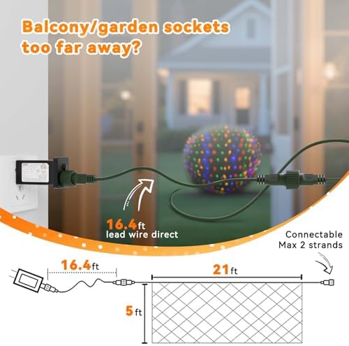 LitHome 21FT x 5FT Christmas Net Lights Outdoor Mesh Lights Connectable - Image 6