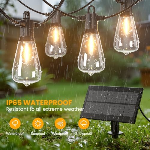 FOOMAN 100FT Solar String Lights Outdoor Waterproof IP65 with USB-Charging - Image 3