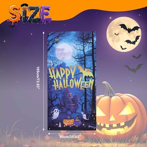 Halloween Door Decorations Horror Moon Night Banner for Front Door Porch Outdoor Decor Window Wall - Image 4