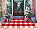Red and White Outdoor Rug 2'x4.3'Christmas Checkered Front Porch Rug by Unknown