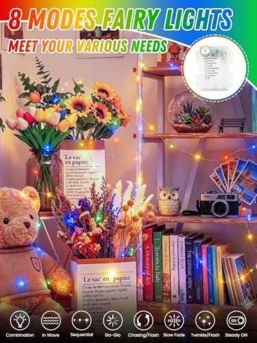2 Pack 200 LED Fairy Lights Battery Operated with Remote, 66 FT Multicolor - Image 2