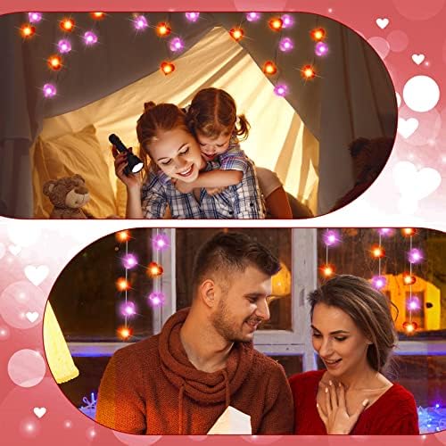 Zhanmai 2 Pcs Valentine Heart String Light Decor 10 ft 20 LEDs Heart Fairy Lights Battery Operated Room Valentines Decor for Indoor Outdoor Home Bedroom Wedding Anniversary Party - Image 7