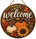 Fall Decorations for Home - Fall Thanksgiving Welcome Sign for Front Door by OHOME