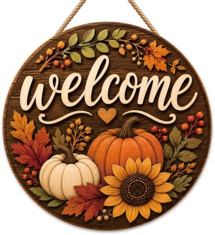 Fall Decorations for Home - Fall Thanksgiving Welcome Sign for Front Door by OHOME