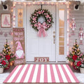 Duraaamo Christmas Pink Striped Rug 3' x 5' for Candyland Outdoor Decor by Duraaamo