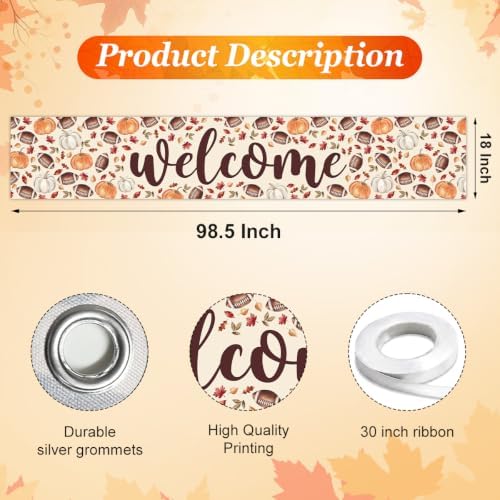 Welcome Fall Banner Fall Football Banner Yard Party Outdoor Decor - Image 3