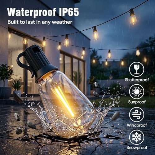 Outdoor String Lights 100FT, APP & Remote Control Dimmable Patio Lights, Plug in LED String Lights with Timer, Waterproof Backyard Pergola Garden Party Decor - Image 6