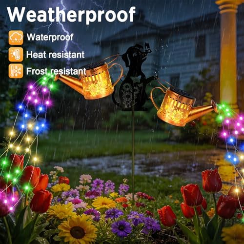2 Pack Solar Watering Can Lights, Metal Solar Lights Outdoor Decorative - Image 4