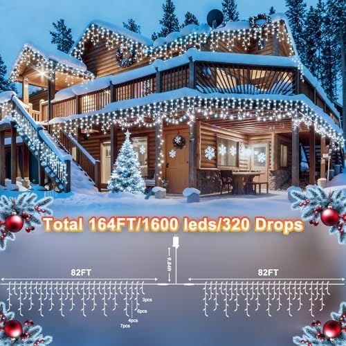 KNONEW 164FT 1600 LED Christmas Lights Outdoor Decorations Hanging Light - Image 2