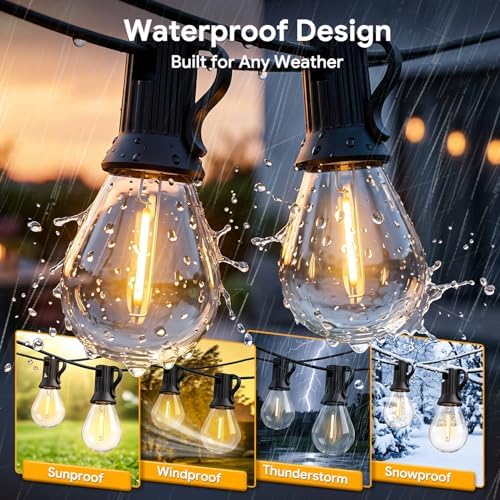 LED Outdoor String Lights 100FT Outside Waterproof Shatterproof Patio Light - Image 5