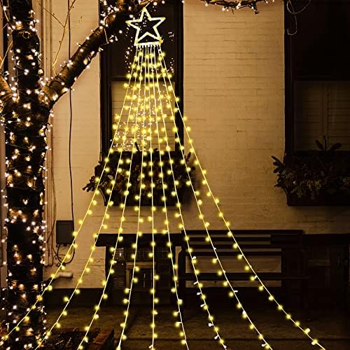 ZTX Christmas Star String Lights,11 Lighting Modes Christmas Decorations Clearance Outdoor 11Ft Waterfall Christmas Tree Lights for Christmas,New Year,Birthday(Warm White) - Image 7