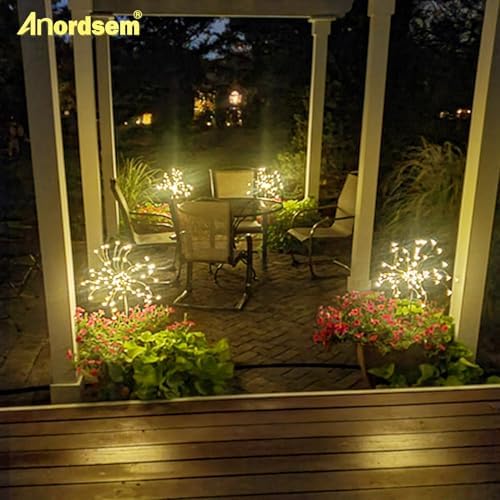 Anordsem Solar Firework Lights Outdoor Garden Fairy Lights 6 Pack Warm - Image 2
