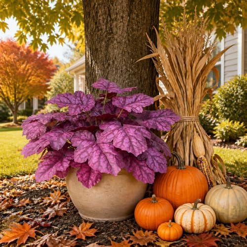 Artificial Fall Plants Fake Heuchera Greenery for Outdoor Porch Planters - Image 6
