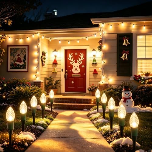 25LED 27Ft Solar C9 Christmas Stake Lights for Outdoor Christmas Decor - Image 5