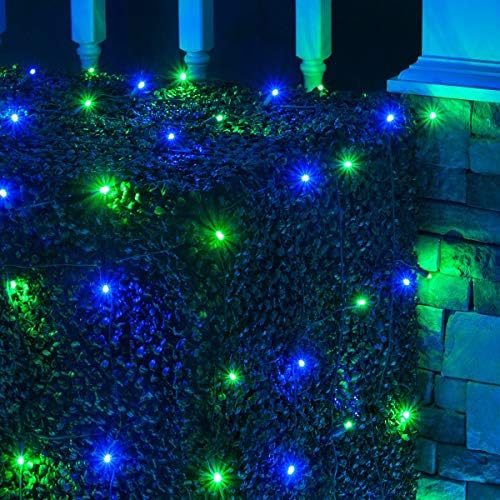Wintergreen Lighting 100 5mm Blue and Green LED Net Lights, 4 x 6 ft Indoor/Outdoor Commercial Grade Outdoor Christmas Decor for Bushes, Hedges & Holiday Displays by WintergreenLighting
