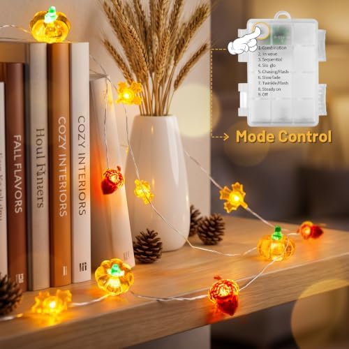 suddus 40 LED Halloween Pumpkin Lights Battery Operated Timer, Remote - Image 2